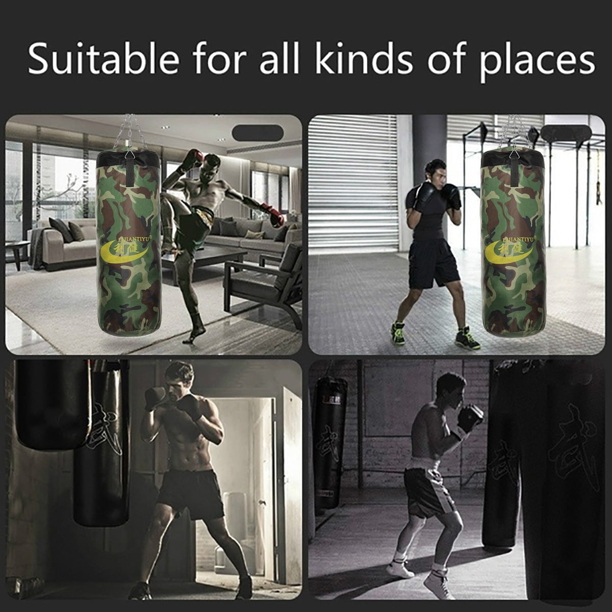 Hook Yosoo Health Gear Empty Punching Bag Empty Hanging Sand Bag Canvas Hanging Sandbag with Metal Chain Buckle for Fitness Training